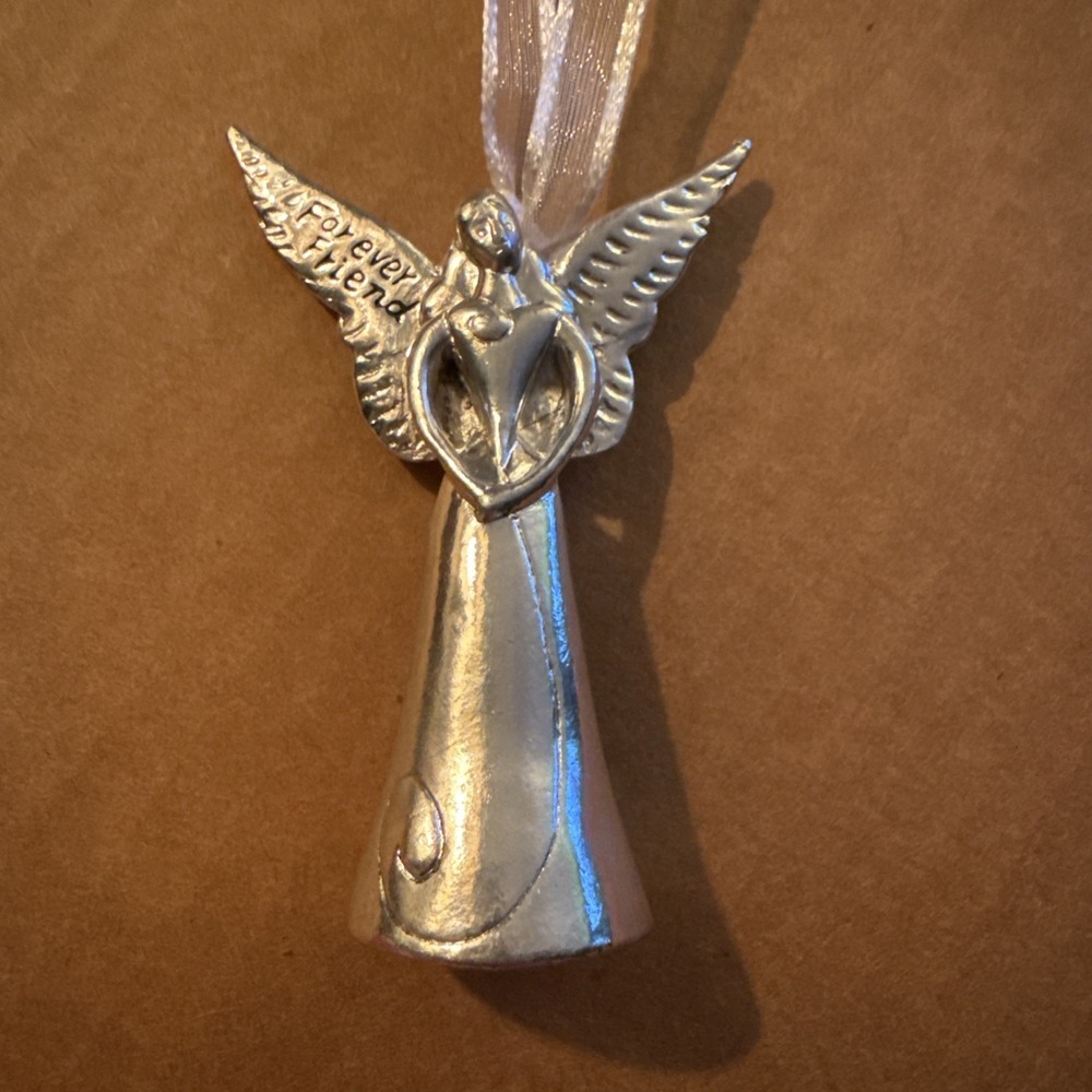 Serenity Silver Metal Friendship Angel Ornament Bell Forever Friend - Picture 6 of 8
